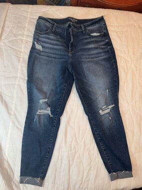 Maurices Dark Blue Distressed Skinny Jeans